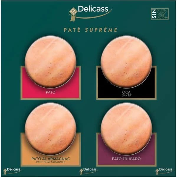 Surtido patés de pato supreme DELICASS, pack 4x70 g - 0.28 kg - Imagen del producto en Findit