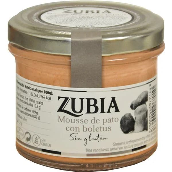 Mousse de pato con boletus ZUBIA, frasco 100 g - 0.1 kg - Imagen del producto en Findit