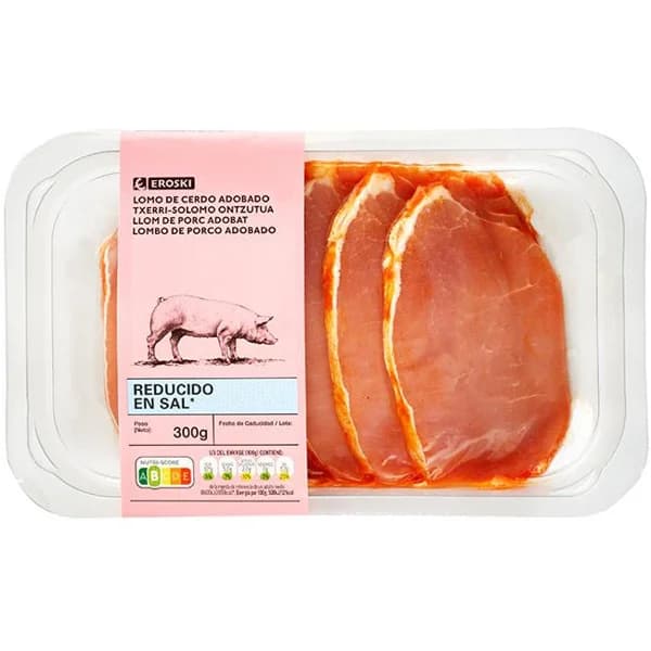 Lomo adobado bajo sal EROSKI, bandeja 300 g - 1 ud - Imagen del producto en Findit
