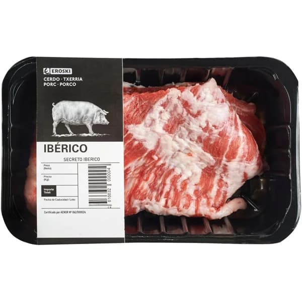 Secreto de cerdo Ibérico EROSKI, bandeja aprox. 300 g - 1 ud - Imagen del producto en Findit