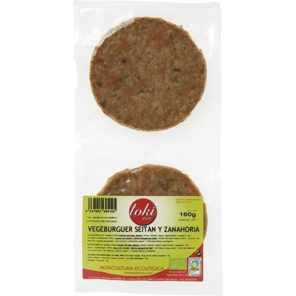 Vegeburger seitán-zanahoria TOKIECO, bandeja 160 g - 1 ud - Imagen del producto en Findit