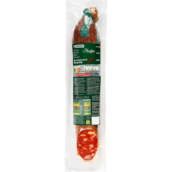 Chorizo de Salamanca picante EROSKI, al corte, compra mínima 100 g - 1 ud - Imagen del producto en Findit