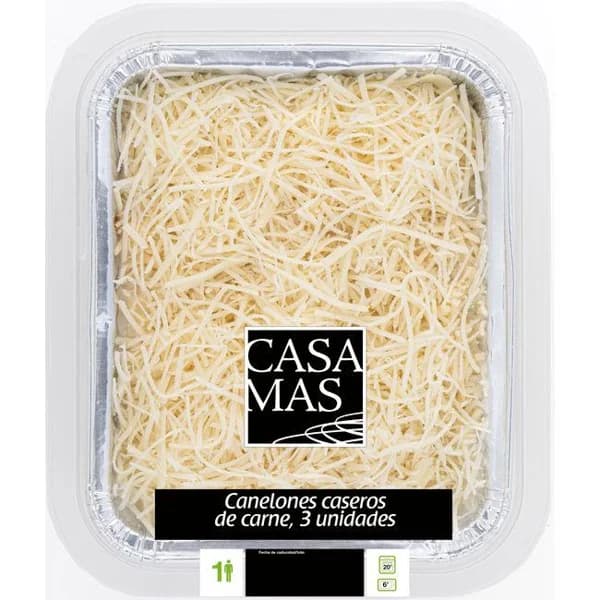 Canelones caseros de carne CASA MAS, bandeja 350 g - 0.35 kg - Imagen del producto en Findit