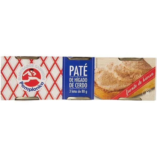Paté de cerdo PAMPLONICA, pack 3x80 g - 1 ud - Imagen del producto en Findit