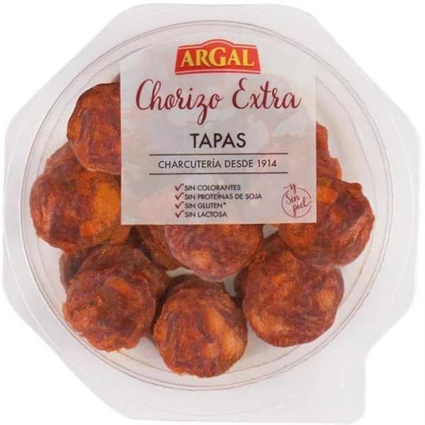 Tapas de chorizo extra ARGAL, bandeja 80 g - 1 ud - Imagen del producto en Findit