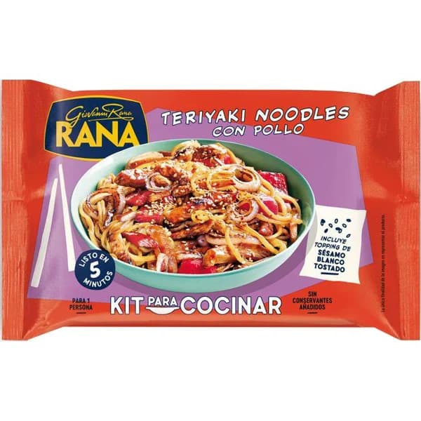Kit teriyaki noodles con pollo RANA, paquete 400 g - 1 ud - Imagen del producto en Findit