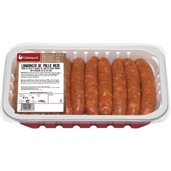 Longaniza roja de pollo CALATAYUD, bandeja 400 g - 1 ud - Imagen del producto en Findit