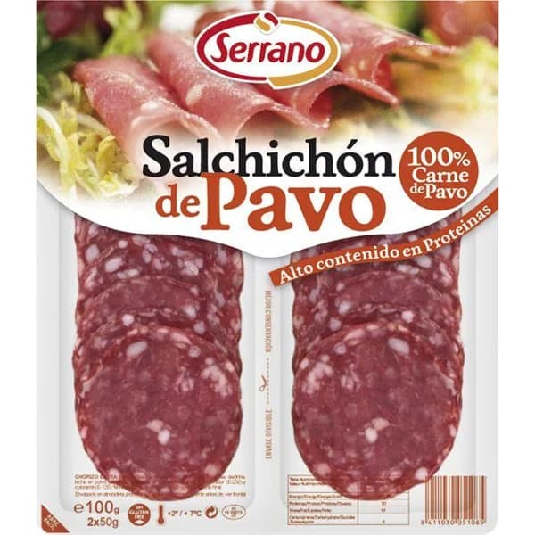 Salchichón de pavo CARNICAS SERRANO, bandeja 100 g - 0.1 kg - Imagen del producto en Findit