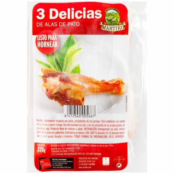 Delicias de alas de pato MARTIKO, bandeja 320 g - 1 ud - Imagen del producto en Findit
