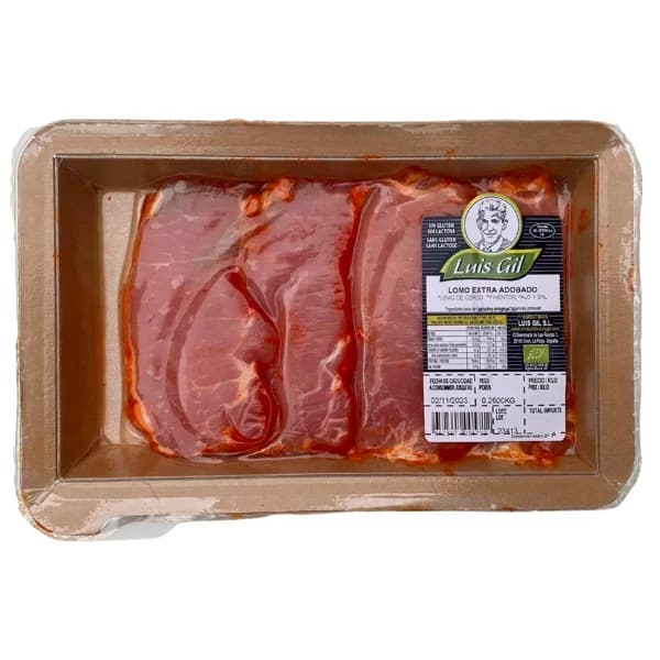 Filete lomo de cerdo adobado eco LUIS GIL, bandeja aprox. 300 g - 1 ud - Imagen del producto en Findit