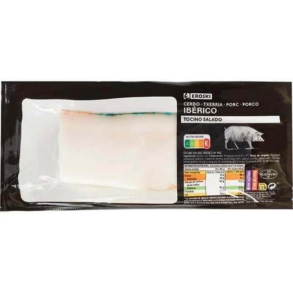 Tocino ibérico EROSKI, bandeja aprox. 310 g - 0.31 kg - Imagen del producto en Findit