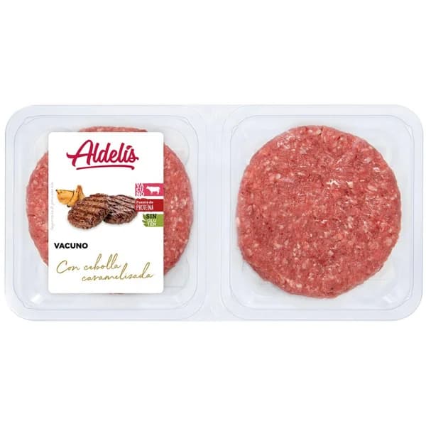 Burger de vacuno con cebolla ALDELIS, bandeja 300 g - 1 ud - Imagen del producto en Findit