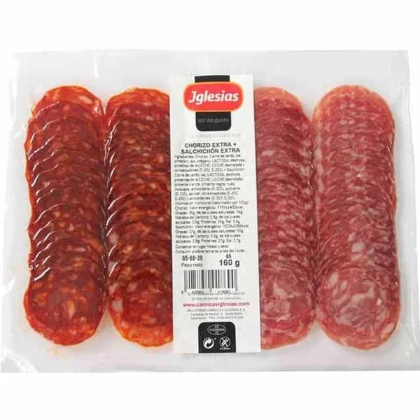 Chorizo-Salchichón extra IGLESIAS, pack 2x80 g - 1 ud - Imagen del producto en Findit