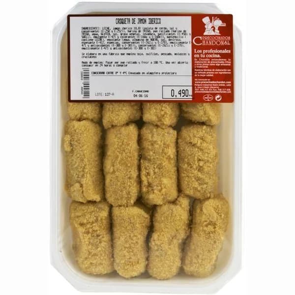 Croqueta de jamón ibérico PRECOCINADOS CHANDÓN, bandeja 490 g - 1 ud - Imagen del producto en Findit