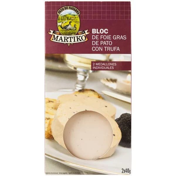 Bloc de foie gras de pato con trufa MARTIKO, pack 2x40 g - 1 ud - Imagen del producto en Findit