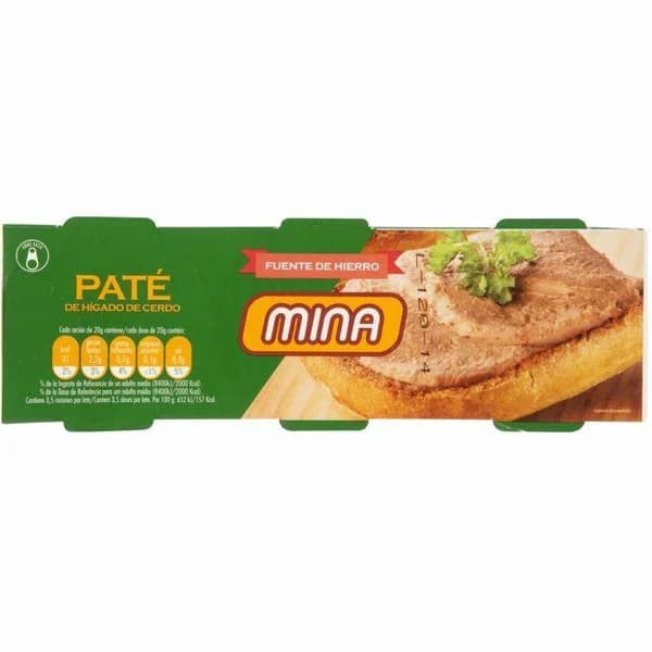 Paté de hígado de cerdo MINA, pack 3x70 g - 0.21 kg - Imagen del producto en Findit