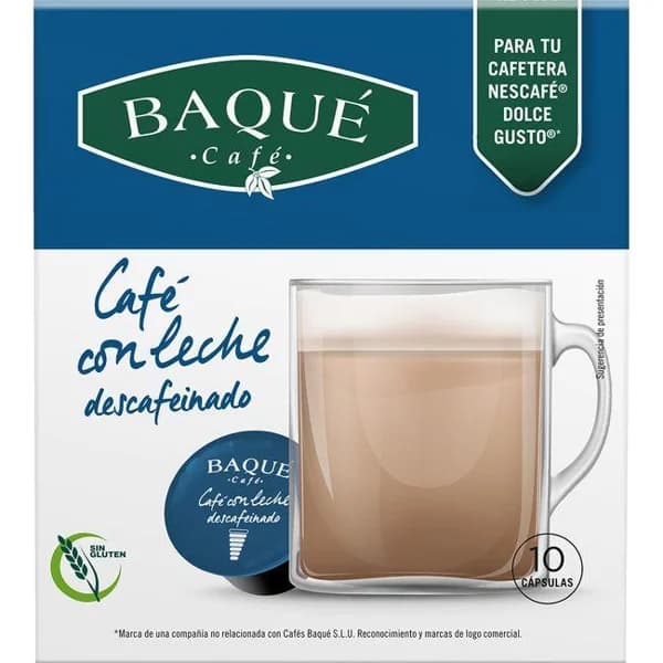Café c/ leche descafeinado comp. Dolce Gusto BAQUÉ, caja 10 uds - 10 ud - Imagen del producto en Findit