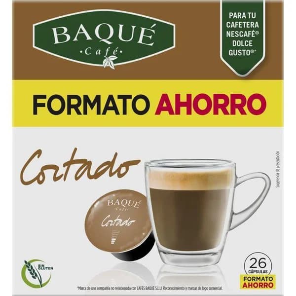 Café cortado compatible Dolce Gusto BAQUÉ, caja 26 uds - 26 ud - Imagen del producto en Findit