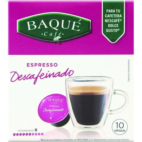 Café descafeinado compatible Dolce Gusto BAQUÉ, caja 10 uds - 10 ud - Imagen del producto en Findit