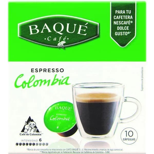 Café expresso Colombia compatible Dolce Gusto BAQUE, caja 10 uds - 10 ud - Imagen del producto en Findit