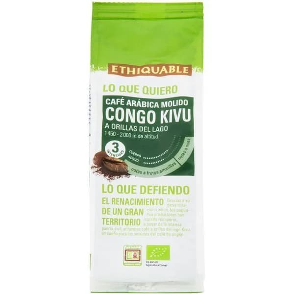 Café molido de Congo kivu bio ETHIQUABLE, paquete 250 g - 0.25 kg - Imagen del producto en Findit