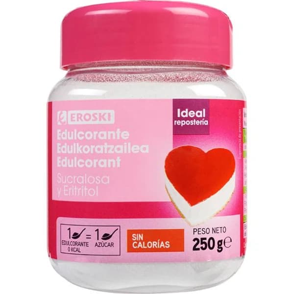 Edulcorante sucralosa en polvo EROSKI, bote 250 g - 1 ud - Imagen del producto en Findit