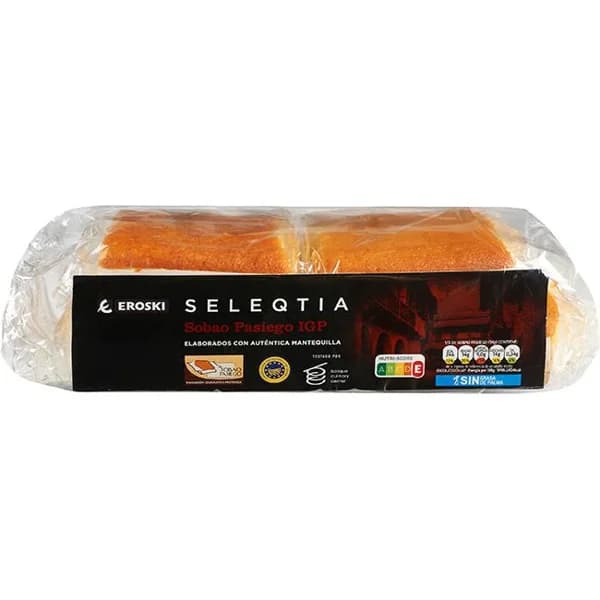 Sobao pasiego 100% mantequilla Eroski SELEQTIA, paquete 4 uds - 1 ud - Imagen del producto en Findit