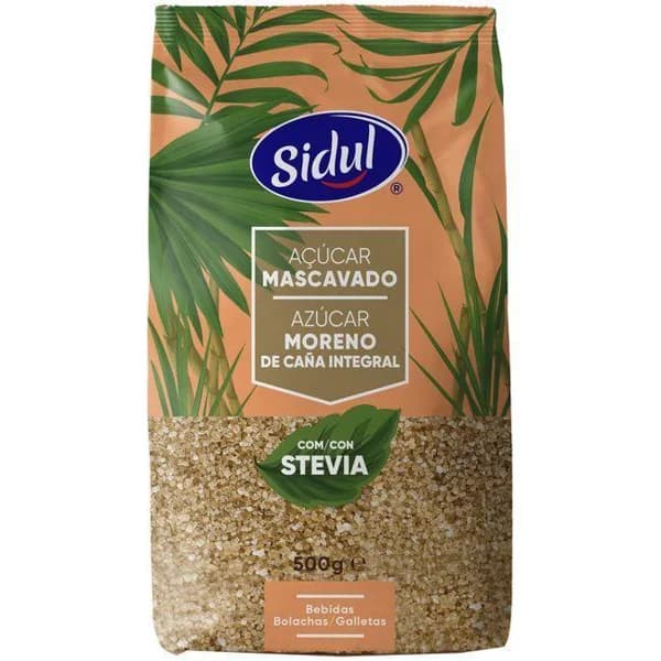 Azúcar moreno integral con stevia SIDUL, paquete 500 g - 1 ud - Imagen del producto en Findit