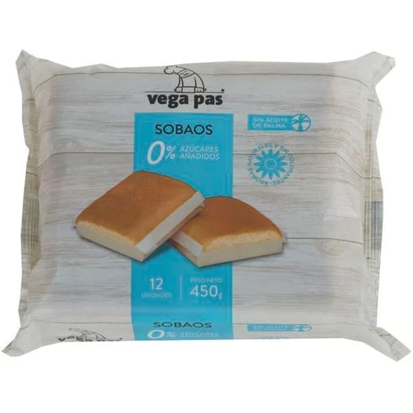 Sobao 0% azúcares añadido VEGA PAS, paquete 450 g - 0.45 kg - Imagen del producto en Findit