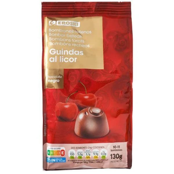 Bombones de licor EROSKI, bolsa 130 g - 0.13 kg - Imagen del producto en Findit