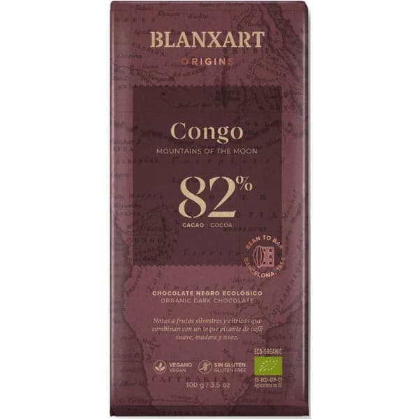 Chocolate negro eco 82% cacao Congo BLANXART, tableta 100 g - 0.1 kg - Imagen del producto en Findit