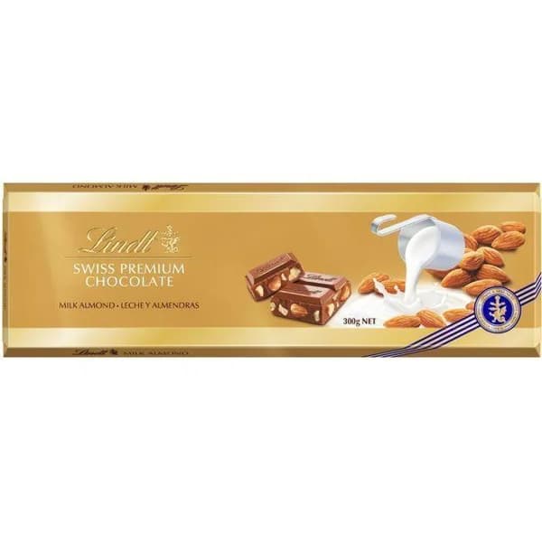 Chocolate con leche-almendras LINDT Oro, tableta 300 g - 0.3 kg - Imagen del producto en Findit