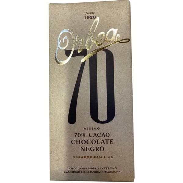 Chocolate negro origen Madag. 70 % cacao ORBEA, tableta 100 g - 0.1 kg - Imagen del producto en Findit