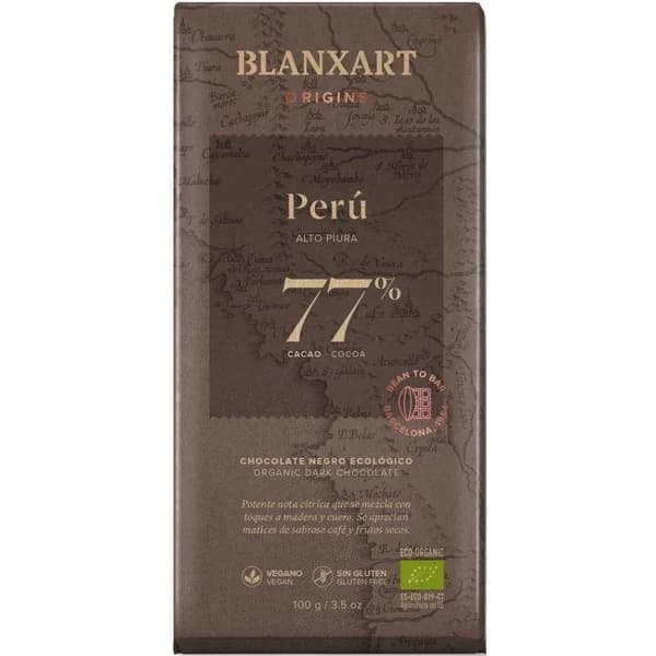 Chocolate negro ecológico 77% cacao Perú BLANXART, tableta 100 g - 0.1 kg - Imagen del producto en Findit