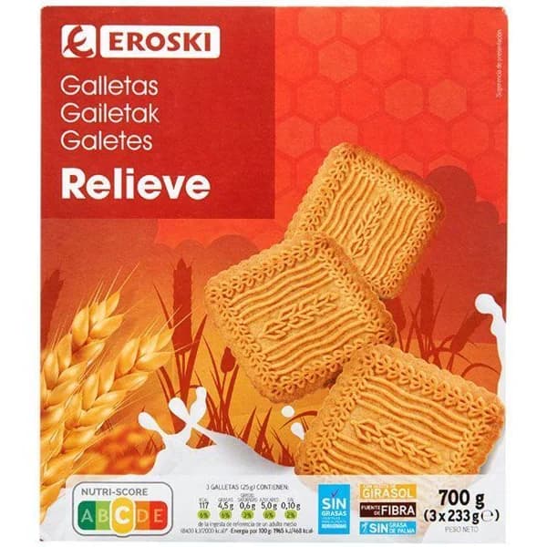 Galleta relieve EROSKI, caja 700 g - 0.7 kg - Imagen del producto en Findit