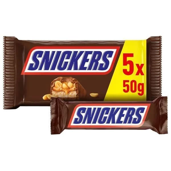 Chocolatina SNICKERS, pack 5x50 g - 0.25 kg - Imagen del producto en Findit