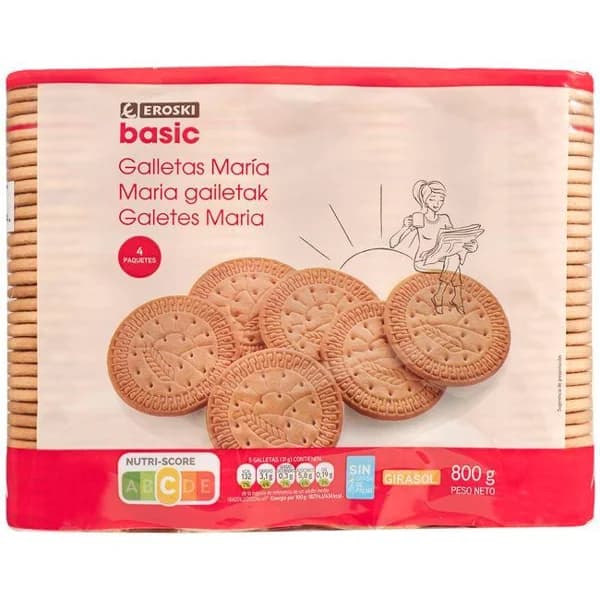Galleta María EROSKI BASIC, pack 4x200 g - 0.8 kg - Imagen del producto en Findit