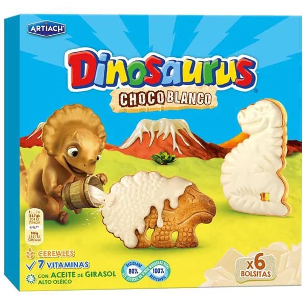 Galletas Dinos con chocolate blanco ARTIACH, caja 264 g - 0.26 kg - Imagen del producto en Findit
