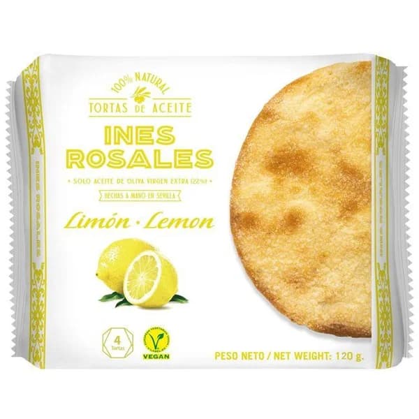 Torta de aceite de limón INES ROSALES, paquete 120 g - 0.12 kg - Imagen del producto en Findit