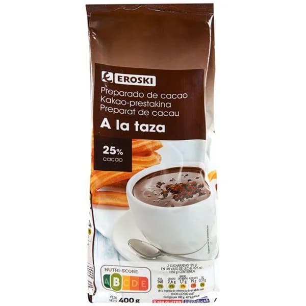Preparado de cacao a la taza EROSKI, paquete 400 g - 0.4 kg - Imagen del producto en Findit