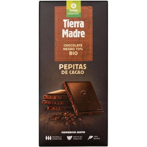 Chocolate negro 70% con pepitas OXFAM, tableta 100 g - 0.1 kg - Imagen del producto en Findit