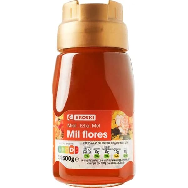 Miel mil flores EROSKI, dosificador 500 g - 0.5 kg - Imagen del producto en Findit