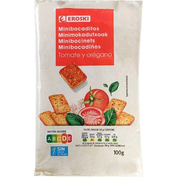 Bocaditos de tomate EROSKI, bolsa 100 g - 1 ud - Imagen del producto en Findit