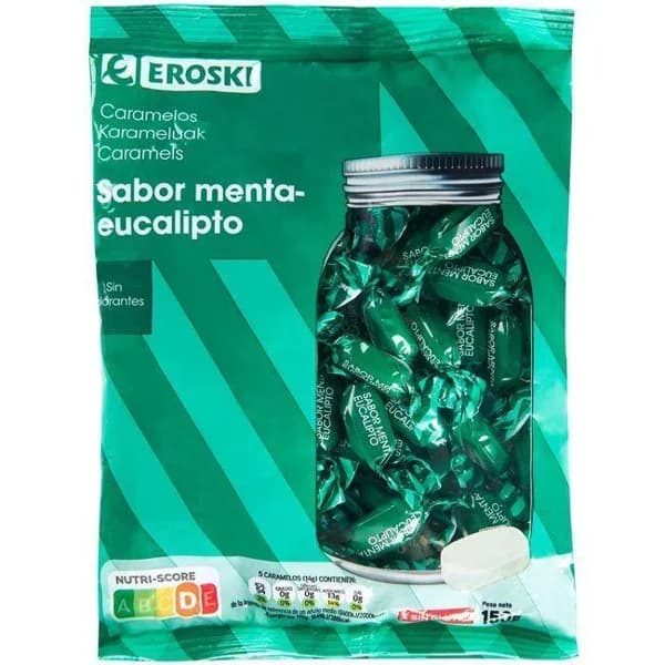 Caramelo de menta-eucalipto EROSKI, bolsa 150 g - 1 ud - Imagen del producto en Findit