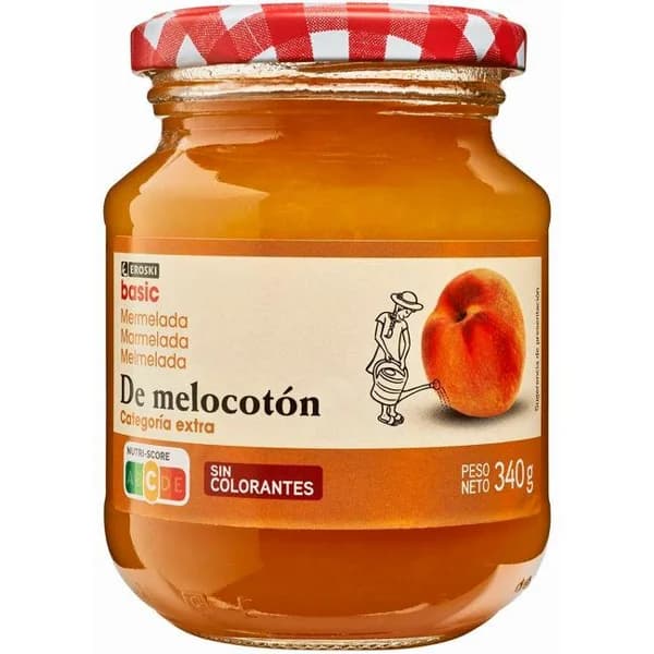 Mermelada de melocotón EROSKI basic, frasco 340 g - 0.34 kg - Imagen del producto en Findit