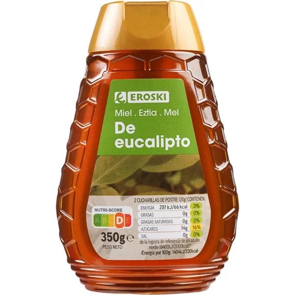 Miel de eucalipto EROSKI, dosificador 350 g - 0.35 kg - Imagen del producto en Findit