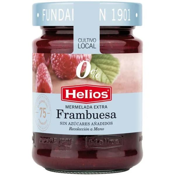 Mermelada de frambuesa 0% HELIOS, frasco 280 g - 0.28 kg - Imagen del producto en Findit