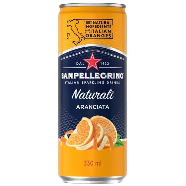 Agua naranja con gas SAN PELLEGRINO, lata 33 cl - 0.33 l - Imagen del producto en Findit