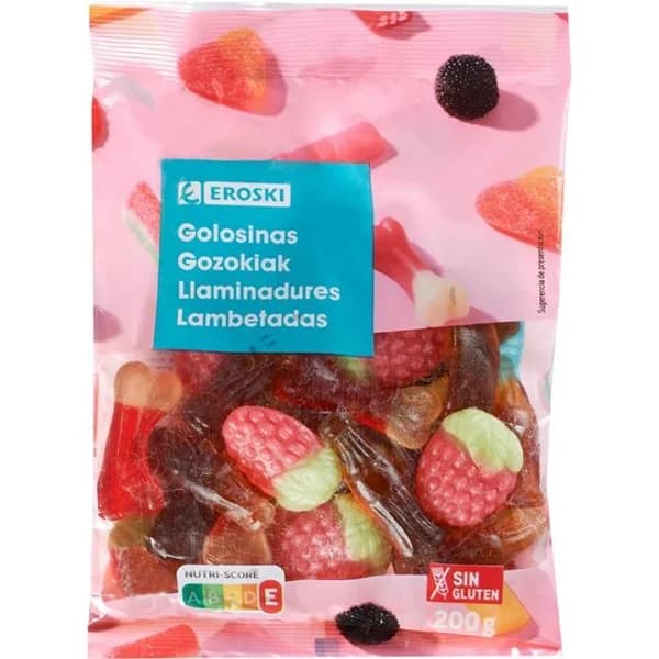 Mix de golosinas con brillo EROSKI, bolsa 200 g - 0.2 kg - Imagen del producto en Findit