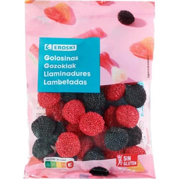 Golosinas de moras EROSKI, bolsa 200 g - 1 ud - Imagen del producto en Findit